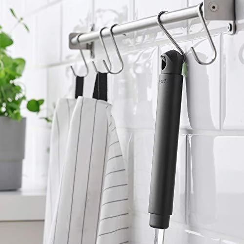 Close-up of IKEA GRILLTIDER fork tines and black polypropylene handle detail