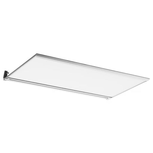 A rectangular LED light panel with a white diffuser and a slim silver metal frame, shown at an angle on a plain white background.