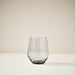 Single IKEA IVRIG grey stemless glass standing alone, showing elegant rounded bowl and clear finish