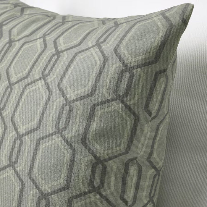 close-up image of Decorative IKEA JÄTTEPOPPEL cushion cover, green and grey, 50x50 cm (20x20")
 80513628     