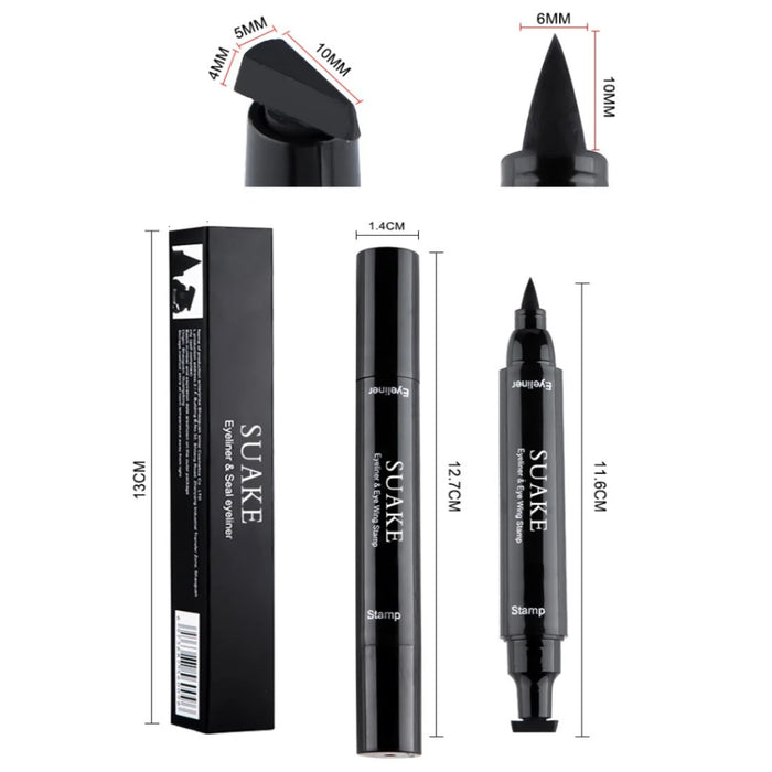 Digital Shoppy 2 In 1 Stamp Liquid Eyeliner Pencil Water Proof Fast Dry Double-ended Black Seal Eye Liner Pen for Women