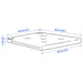 Measurement illustration for IKEA JUSTINA chair pad showing width depth and thickness dimensions
