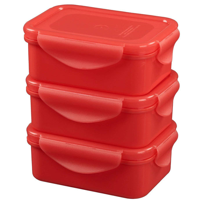 IKEA FULLASTAD Lunch box, red, 13x10x5 cm (5x4x2 ")  3 Pack with  365+ Water bottle, striped/dark grey, 0.7 l (24 oz) and  MOPSIG12-piece cutlery set