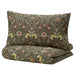 IKEA KÄRRDUNÖRT duvet cover and pillowcase dark green floral pattern set #20536326