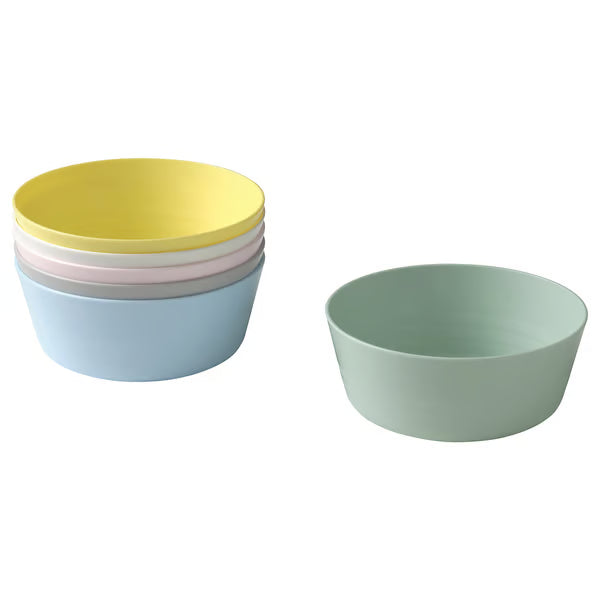  IKEA KALAS kids bowl set of 6 mixed colours yellow pink blue green stacked polypropylene #60378669