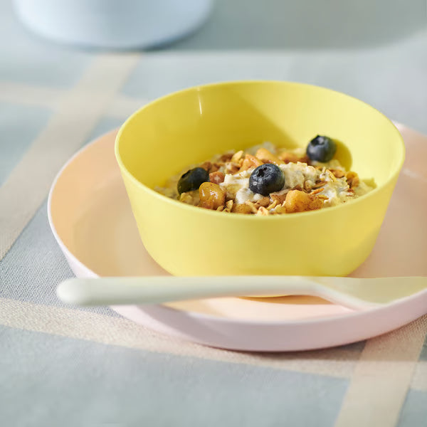  IKEA KALAS colourful kids cups and bowls stacked inside kitchen cabinet space-saving storage