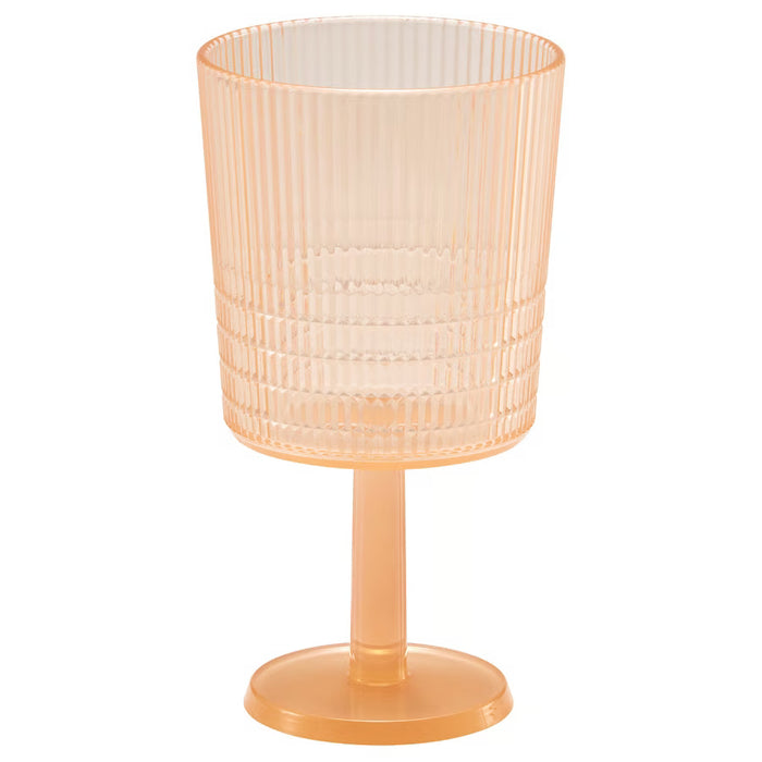 IKEA KALLSINNIG orange plastic wine glass ribbed design elegant stemmed shape 32cl #80623636