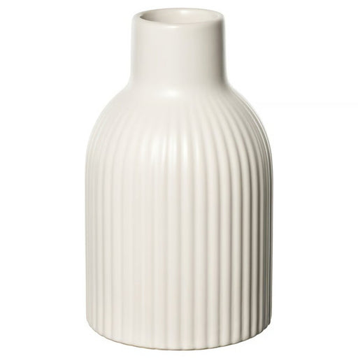 Minimalist off-white IKEA KAPKASTANJ ceramic vase, 15 cm (5¾") tall, perfect for small floral arrangements or as a standalone decorative piece in Scandinavian-style interiors.