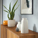 IKEA KAPKASTANJ off-white grooved vase on shelf, minimalist home décor setting