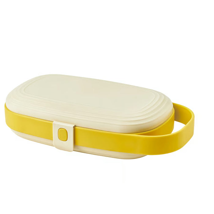  IKEA KAPTENSFISK yellow lunch box 23x13x6 cm with compartments and handle, product shot #50616915