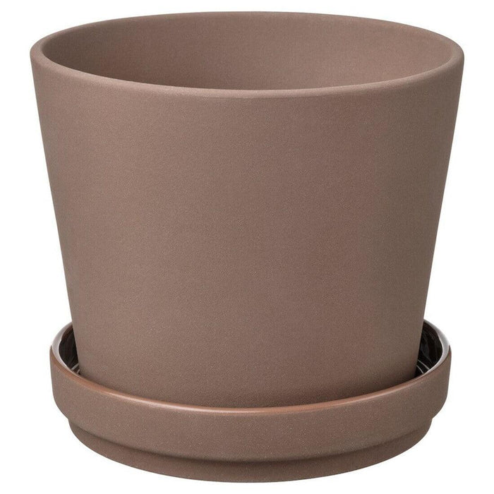 IKEA VATTENKRASSE Watering can, pale pink/gold-colour0.9 l with KLARBÄR Plant pot with saucer, in/outdoor brown, 12 cm