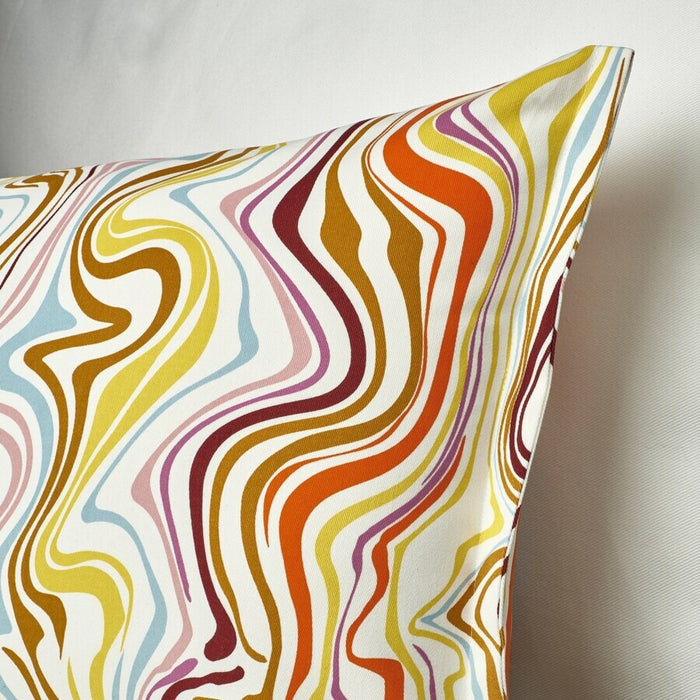 Close-up of KLIPPNEJLIKA cushion cover, off-white/multicolour, 40x58 cm, showcasing vibrant patterns
 70571497