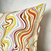 Colourful IKEA KLIPPNEJLIKA cushion cover, 40x58 cm, off-white with multicolour patterns, styled on a chair 70571497