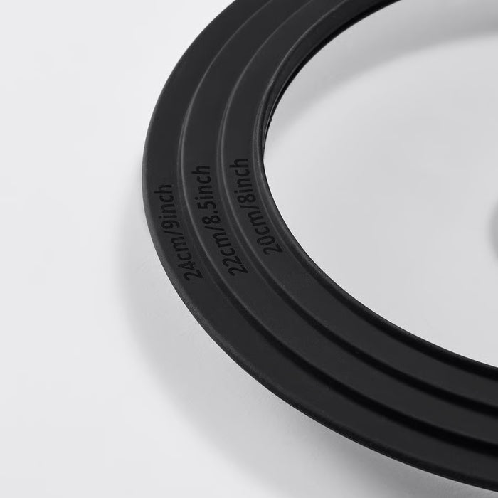 IKEA KLOCKREN silicone rim rings in three sizes, 20, 22 and 24cm, shown together
