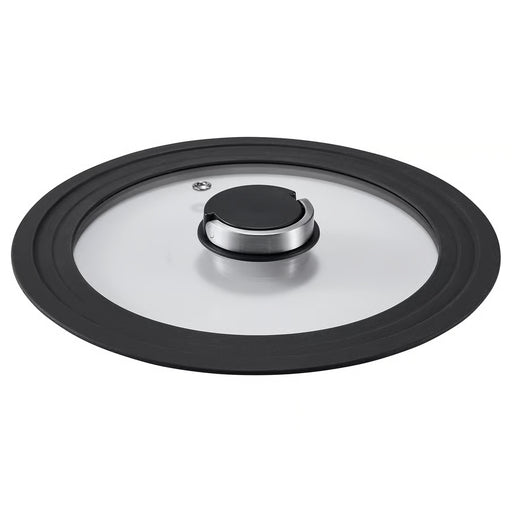 IKEA KLOCKREN glass lid with dark grey silicone rim and steel handle, fits 20/22/24cm pots #50633750