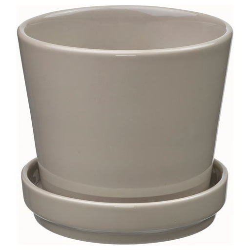 IKEA KLOTLÖNN grey beige stoneware plant pot with saucer, 9cm, indoor outdoor use #10584006