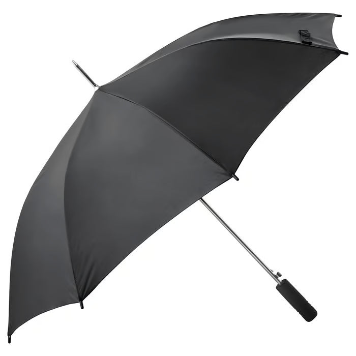 IKEA KNALLA black automatic umbrella open showing full 105cm canopy windproof steel frame #70281266