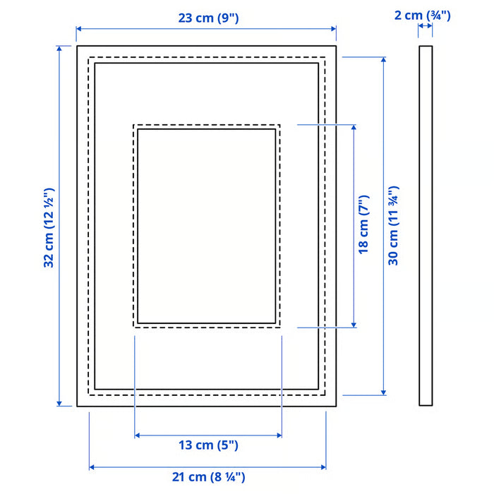 IKEA KNOPPÄNG frame dimension illustration showing frame height width and depth measurements