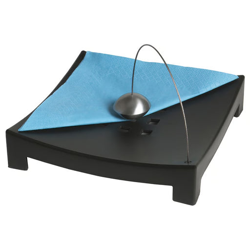 IKEA KNYCK black napkin holder 22 cm with weighted metal ball on white background #501.577.48