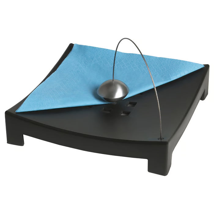 IKEA KNYCK black napkin holder 22 cm with weighted metal ball on white background #501.577.48