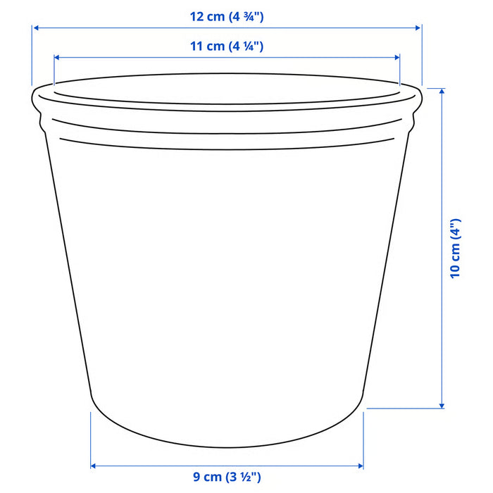 IKEA KÖRSBÄRSBJÖRK plant pot 9cm dimension diagram showing height outside diameter and inside measurements
