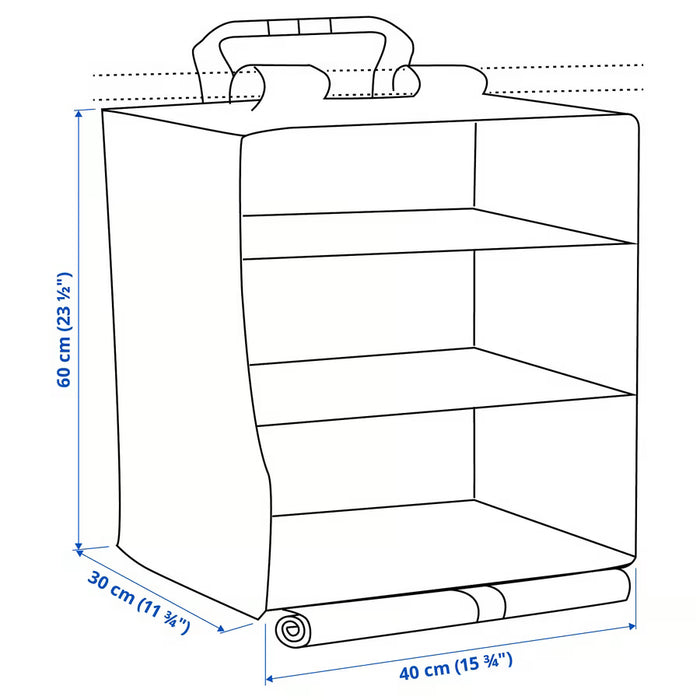 Measurement diagram of IKEA KOMPISHÄNG hanging storage with 3 compartments