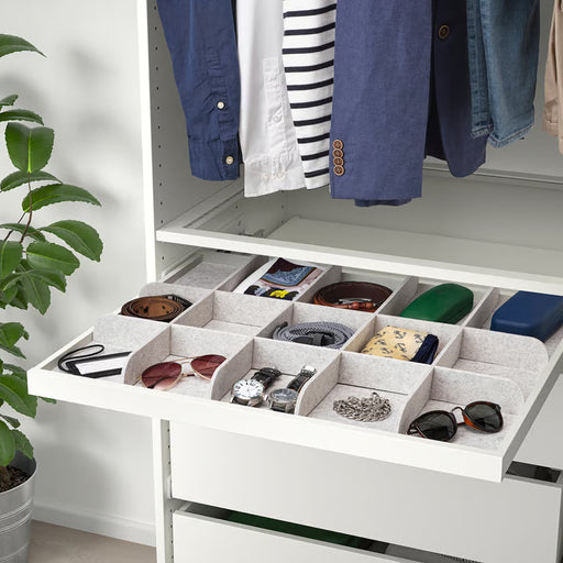 IKEA KOMPLEMENT tray divider light grey inside PAX wardrobe organising scarves belts and accessories