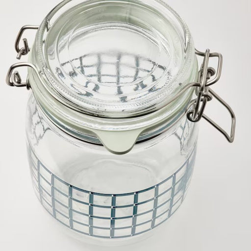 Digital Shoppy IKEA Jar with lid,jar with lid price, jar with lid online, jar with lid for kitchen, jar with lid pickels, patterned/ grey-blue