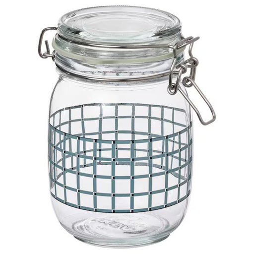 Digital Shoppy IKEA Jar with lid,jar with lid price, jar with lid online, jar with lid for kitchen, jar with lid pickels, patterned/ grey-blue