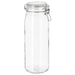 IKEA KORKEN clear glass jar with airtight metal clasp lid, 2L, front view on white background #10213548