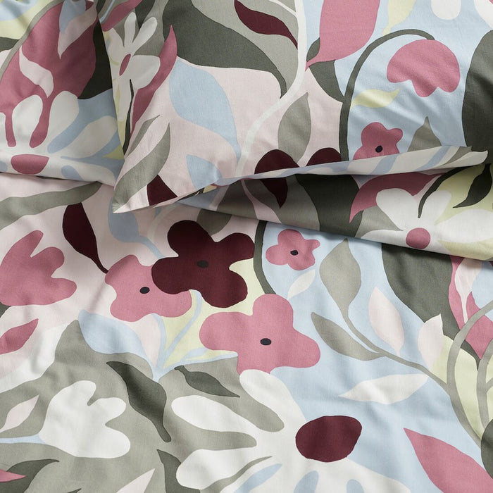 Close-up of IKEA KORSKOVALL pillowcase, featuring a vibrant floral design-20575327