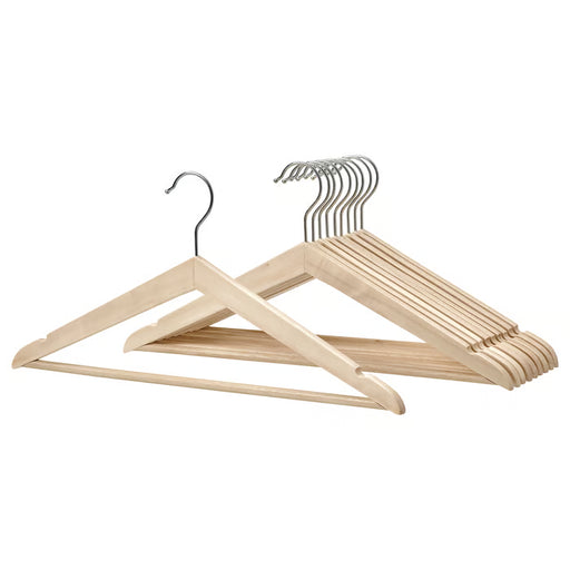  IKEA KRÄNGA solid wood hangers set of 10 light brown with swivel hook and anti-slip grooves #60551956