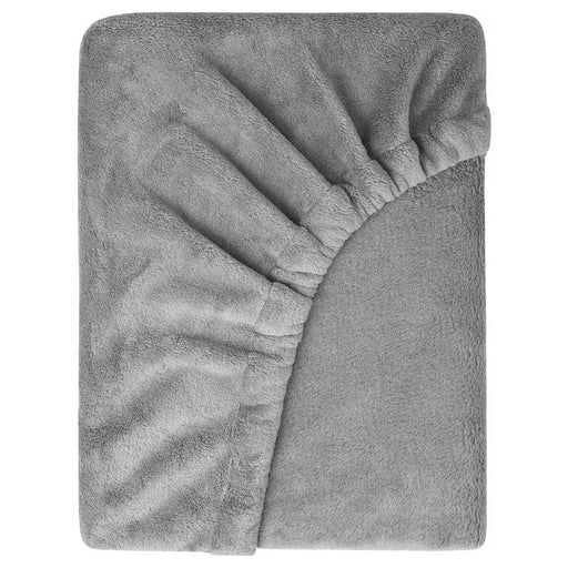 IKEA KRANSSALVIA grey fleece fitted sheet, soft warm bedding #30531234