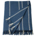  IKEA KRUTBRÄNNARE blue off-white stripe cotton throw with fringe edges flat lay product view #20620278