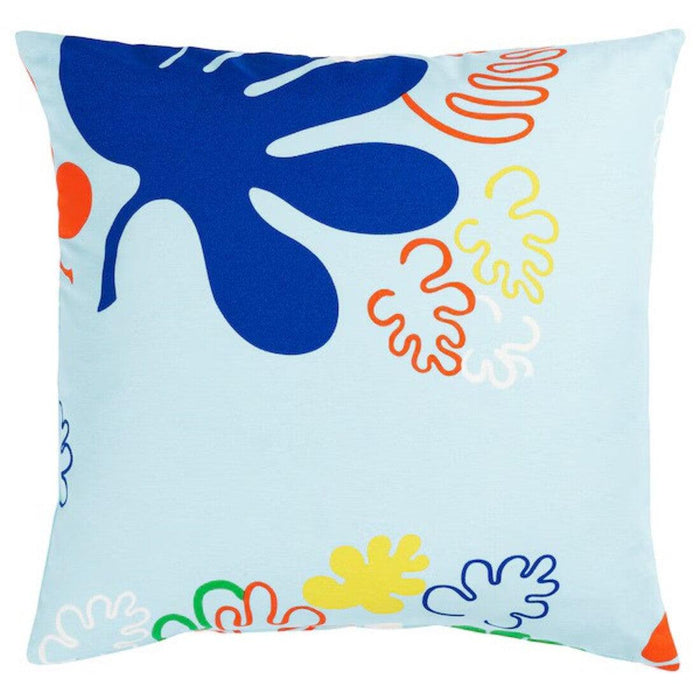 IKEA FIALISA Cushion pad, white 50x50 cm with Cushion cover, leaf pattern/multicoloured, light, 50x50 cm (20x20 ")