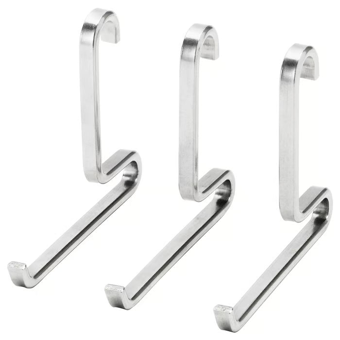IKEA KUNGSFORS stainless steel hook pack of 3 on white background #503.796.93