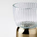 IKEA KUNGSTÄRNA gold-colour tealight holder with ribbed glass, close view of finish and design