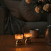 IKEA KUNGSTÄRNA ribbed glass tealight holder in gold-colour, side angle showing glass and metal detail