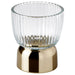 IKEA KUNGSTÄRNA tealight holder clear ribbed glass with gold-colour body, 8cm, front view #80634456