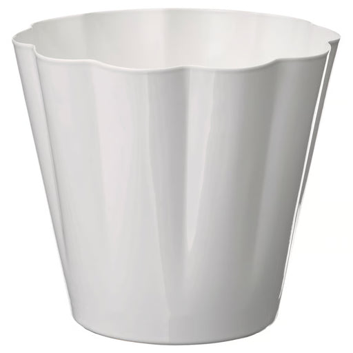 IKEA KVASTSPIREA off-white steel plant pot 9cm wavy edge indoor outdoor view #80611025