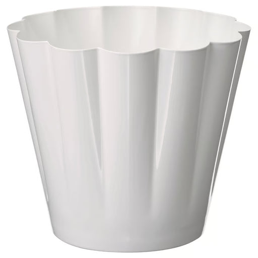  IKEA KVASTSPIREA off-white steel plant pot 12cm wavy edge indoor outdoor use #40611027