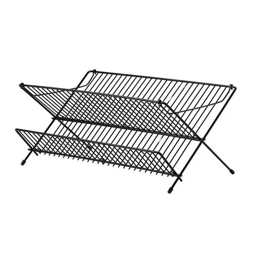 IKEA KVOT black foldable wire dish drainer three tiers for plates glasses and bowls kitchen counter #90605316