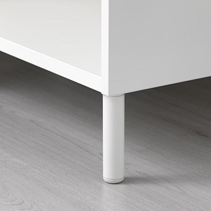 Close-up of the IKEA LÄTTHET Leg being installed on a cabinet, highlighting its sturdy construction and minimalist style-20395595