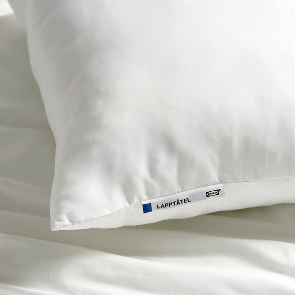 IKEA LAPPTÅTEL high pillow 50x80 cm close-up showing soft brushed microfibre fabric and LAPPTÅTEL label