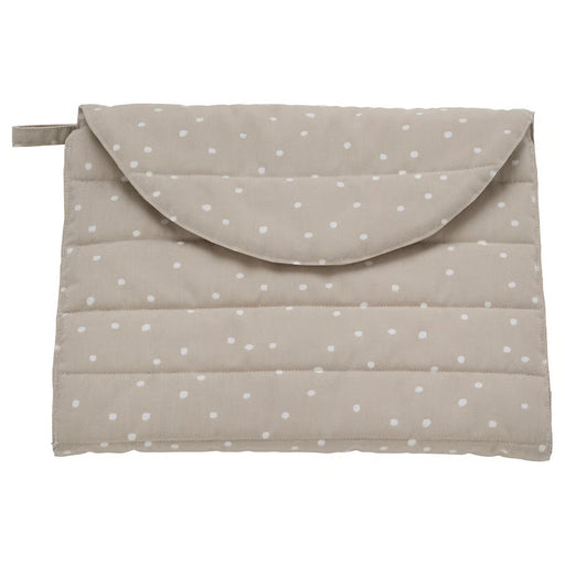 IKEA LEN babycare mat beige dot pattern foldable 70x35cm with mesh pockets on white background #80625107