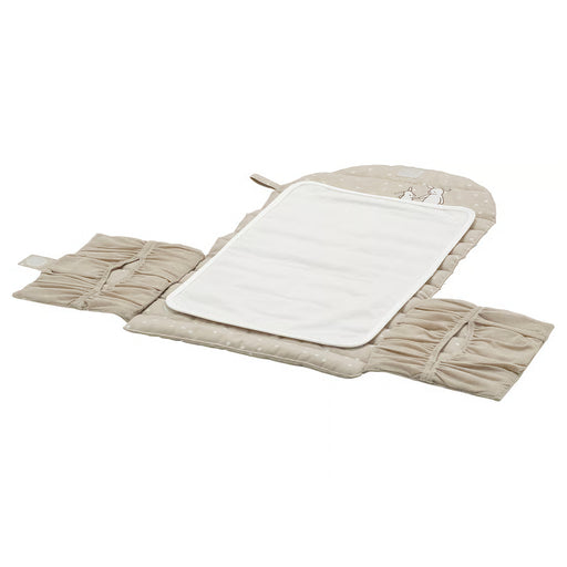 IKEA LEN babycare mat open and unfolded showing cushioned changing surface with dot pattern cover