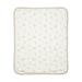 IKEA LEN white beige baby blanket laid next to newborn accessories in nursery