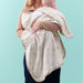 Close-up of IKEA LEN blanket bunny print pattern soft cotton jersey texture