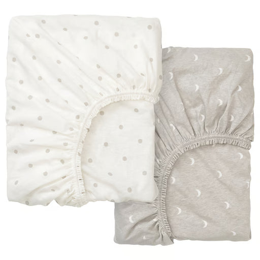 KEA LENAST fitted sheet for cot dotted moon pattern 60x120 cm white background #10457602