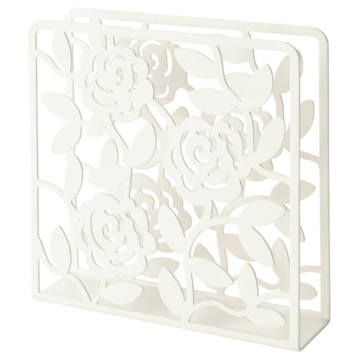 IKEA LIKSIDIG white napkin holder front view standing on table with napkins #80215718